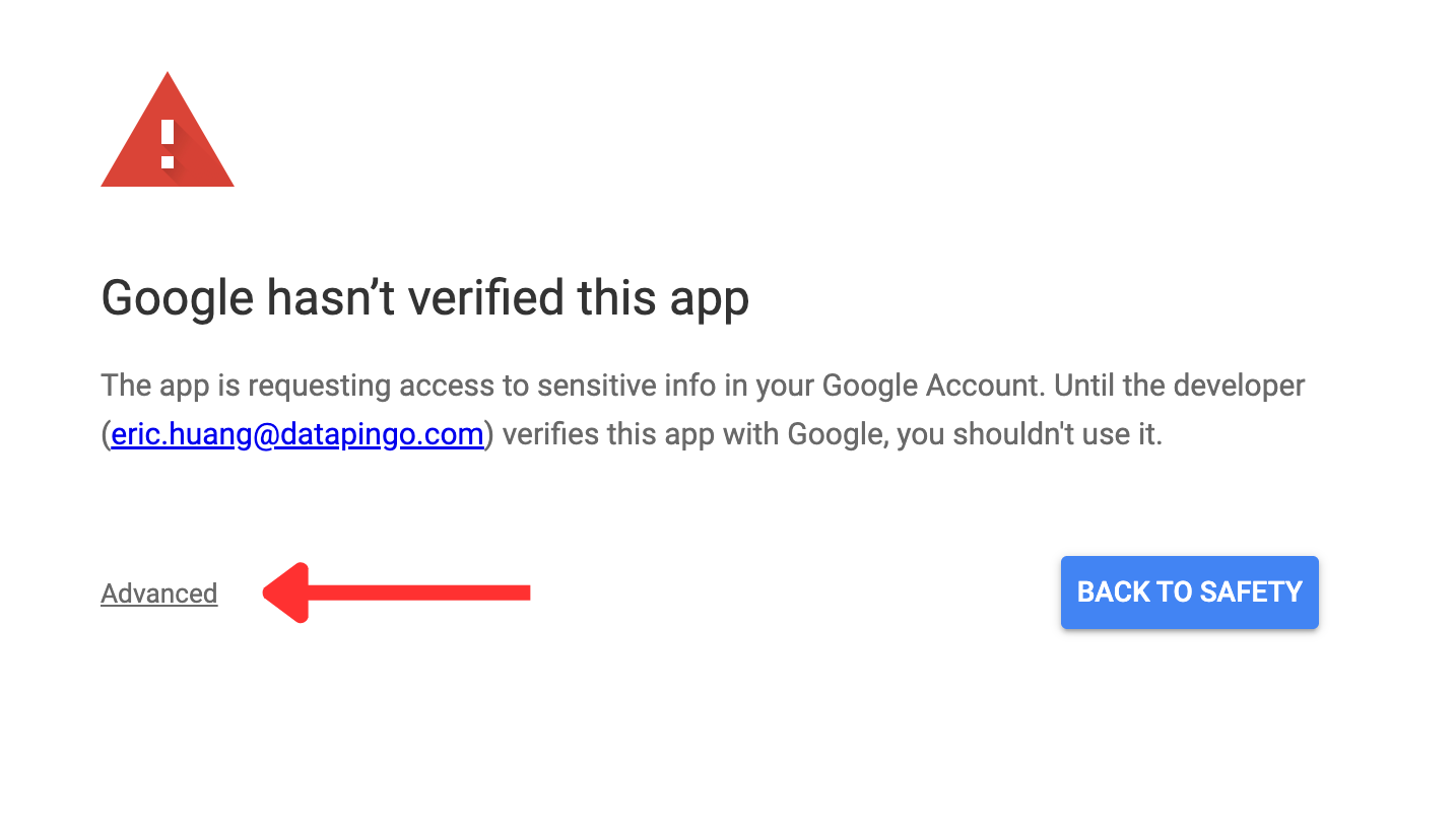 Google Login Warning